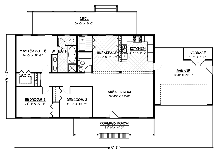 Ranch Traditional Level One of Plan 40673
