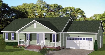 Ranch Traditional Elevation of Plan 40673