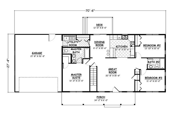 Country Ranch Traditional Alternate Level One of Plan 40675