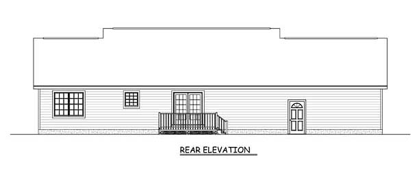 Country Ranch Traditional Rear Elevation of Plan 40675