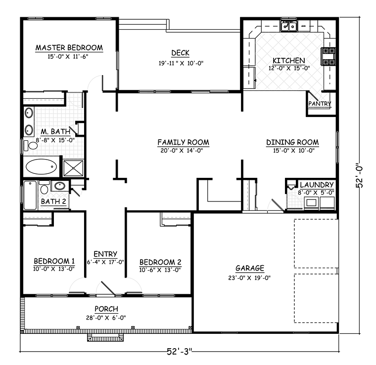 House Plan 40676 - Traditional Style with 1840 Sq Ft, 3 Bed, 2 Bath