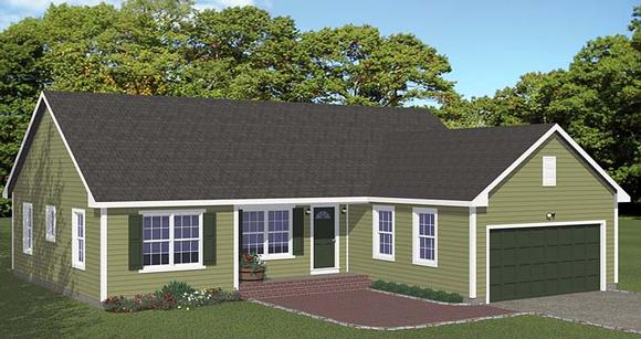 Ranch, Traditional House Plan 40677 with 3 Beds, 2 Baths, 2 Car Garage Elevation