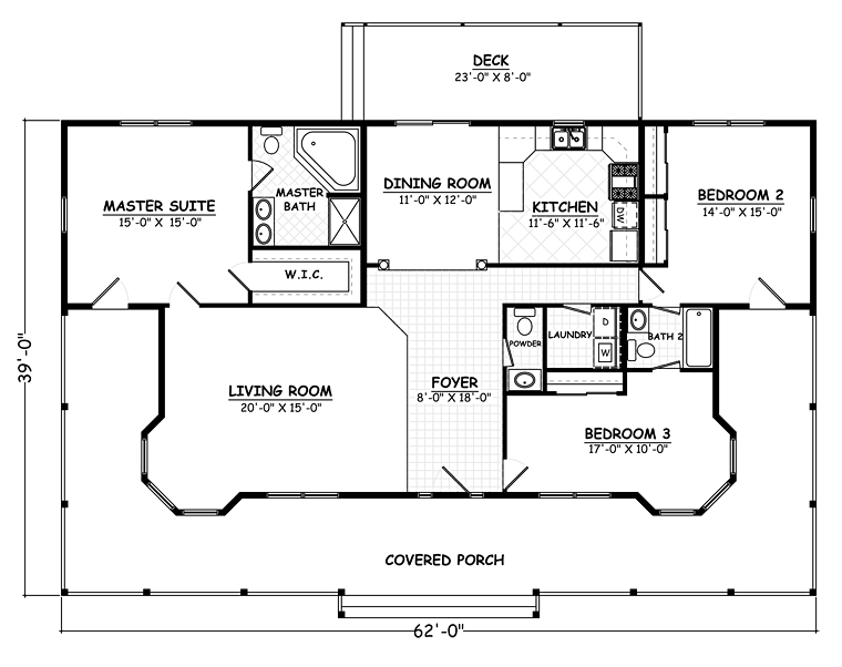 Country Farmhouse Southern Level One of Plan 40678