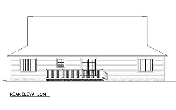 Country Farmhouse Southern Rear Elevation of Plan 40678