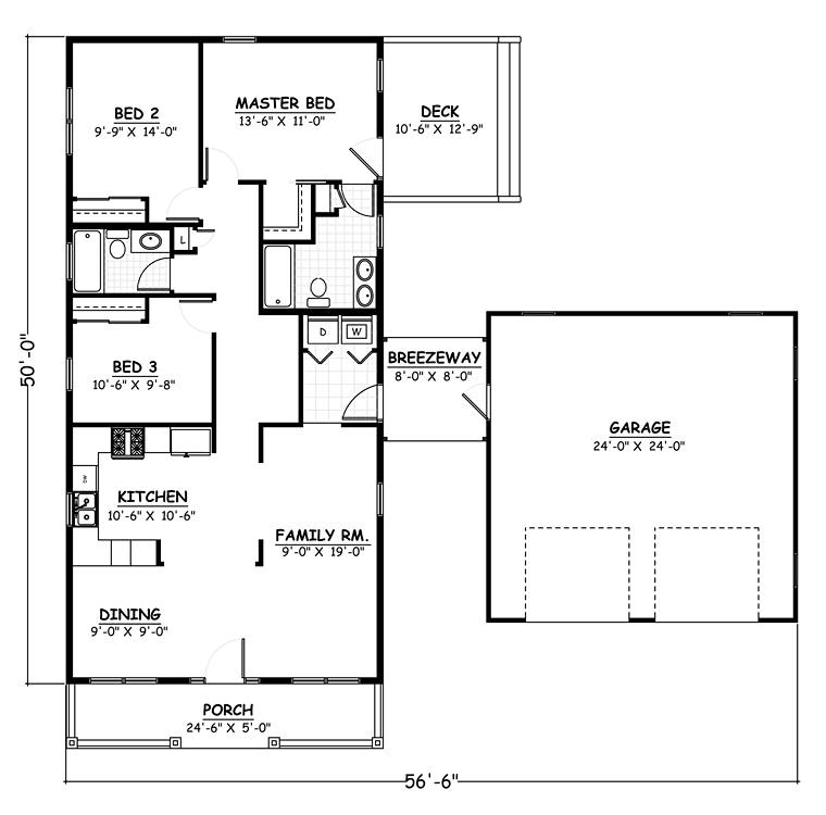 Cottage Country Ranch Traditional Level One of Plan 40681