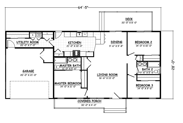 Country Ranch Traditional Level One of Plan 40684