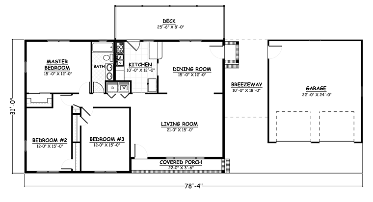 Country Ranch Traditional Level One of Plan 40689