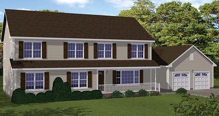 Colonial Country Southern Elevation of Plan 40690
