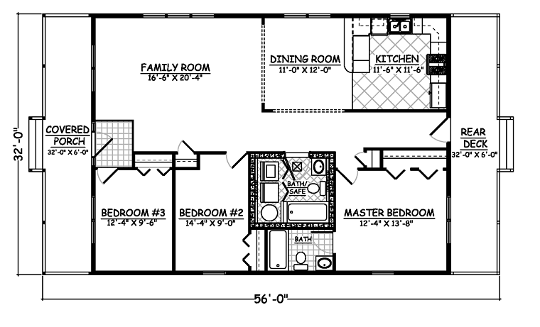 Cabin Country Ranch Traditional Level One of Plan 40697