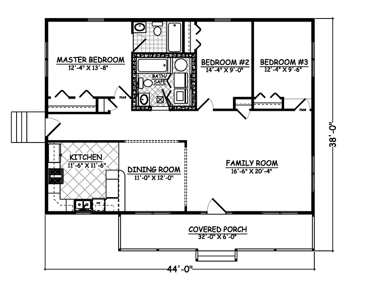 Cottage Country Ranch Traditional Level One of Plan 40699