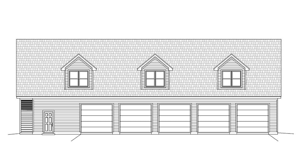Country, Traditional Plan with 2500 Sq. Ft., 2 Bedrooms, 3 Bathrooms, 5 Car Garage Picture 4