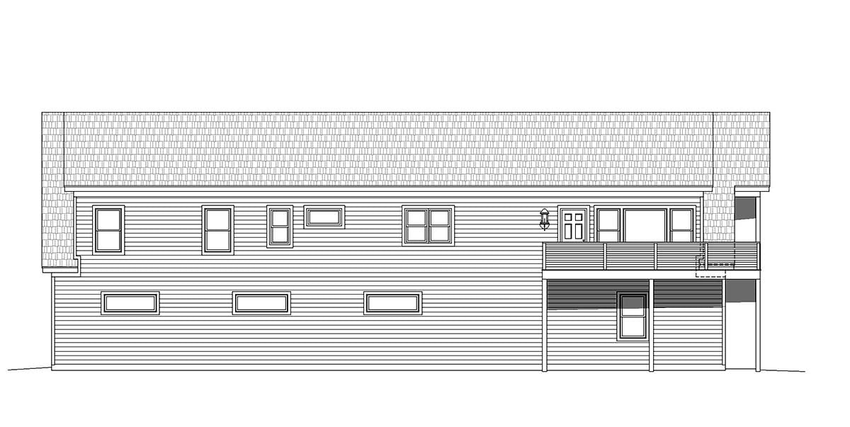 Country Traditional Rear Elevation of Plan 40801