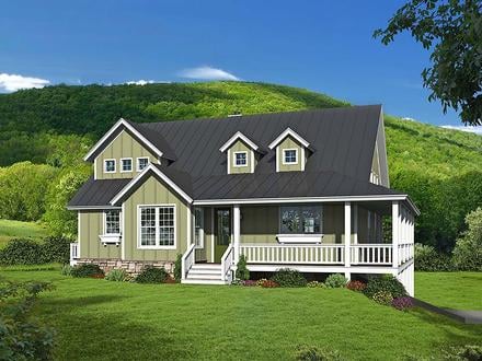 Country Farmhouse Traditional Elevation of Plan 40802