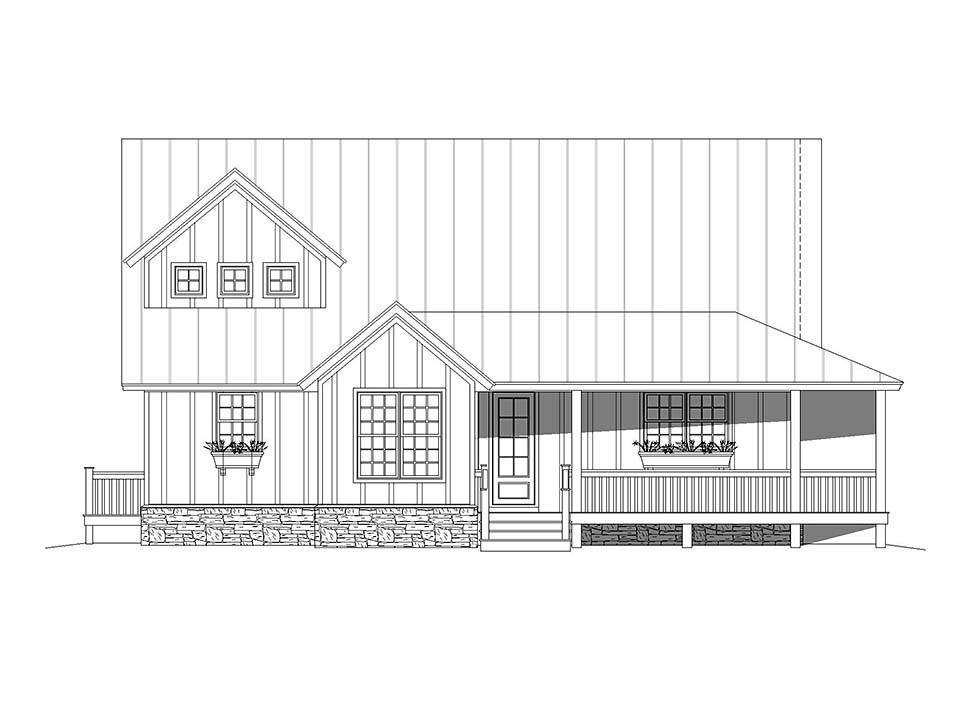 Country, Farmhouse, Traditional Plan with 2200 Sq. Ft., 3 Bedrooms, 2 Bathrooms, 2 Car Garage Picture 4