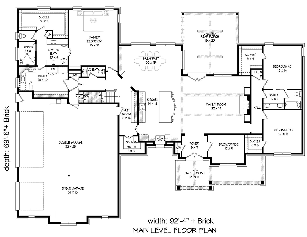Craftsman European French Country Level One of Plan 40804