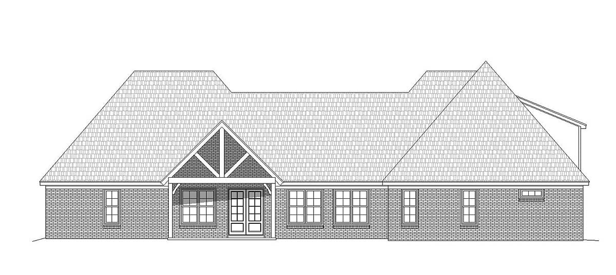 Craftsman European French Country Rear Elevation of Plan 40804
