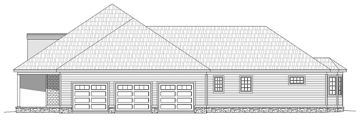 Country, Farmhouse, Ranch, Traditional Plan with 3491 Sq. Ft., 4 Bedrooms, 5 Bathrooms, 3 Car Garage Picture 2