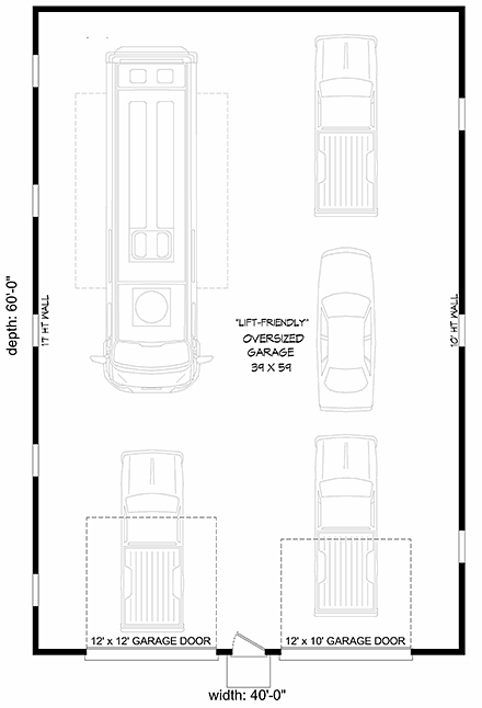 Contemporary, Modern 2 Car Garage Plan 40807, RV Storage First Level Plan