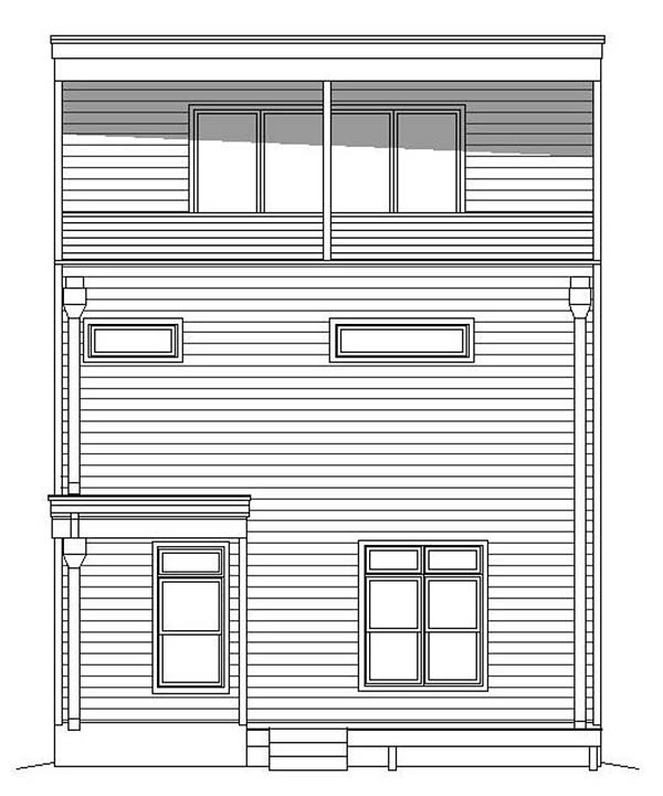 Contemporary European Greek Revival Modern Rear Elevation of Plan 40808