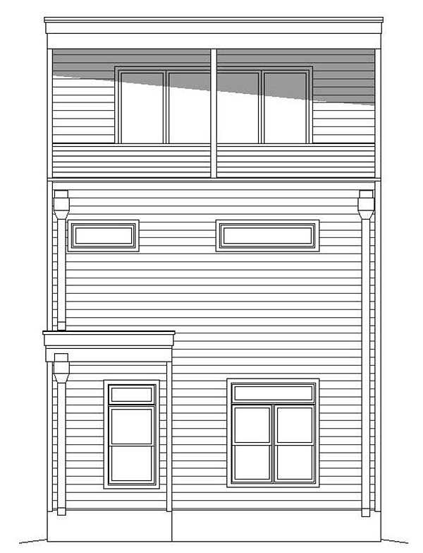 Contemporary European Modern Rear Elevation of Plan 40809