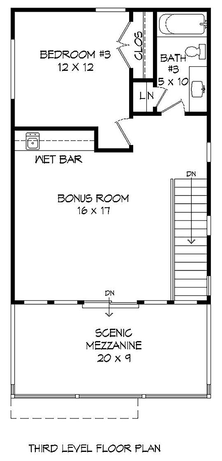 House Plan 40812 Third Level Plan