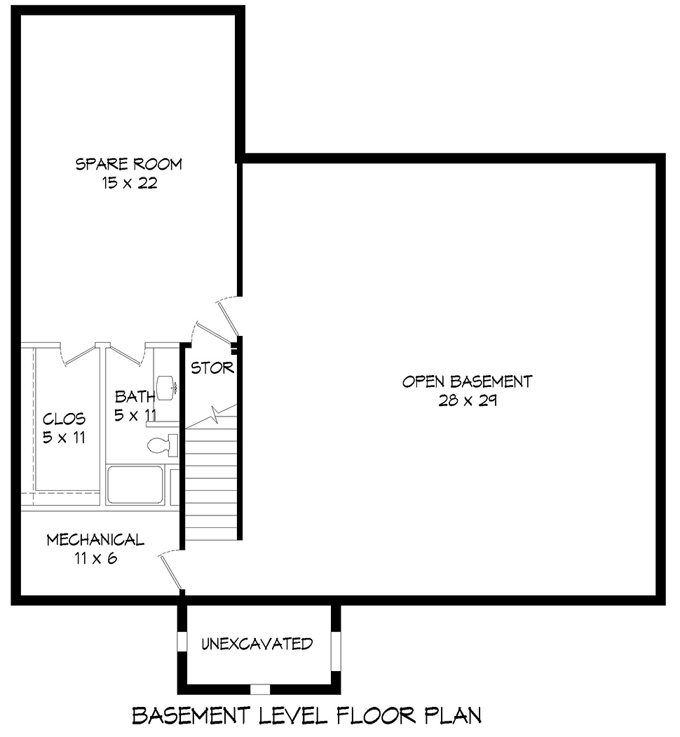 Country Farmhouse Traditional Lower Level of Plan 40813