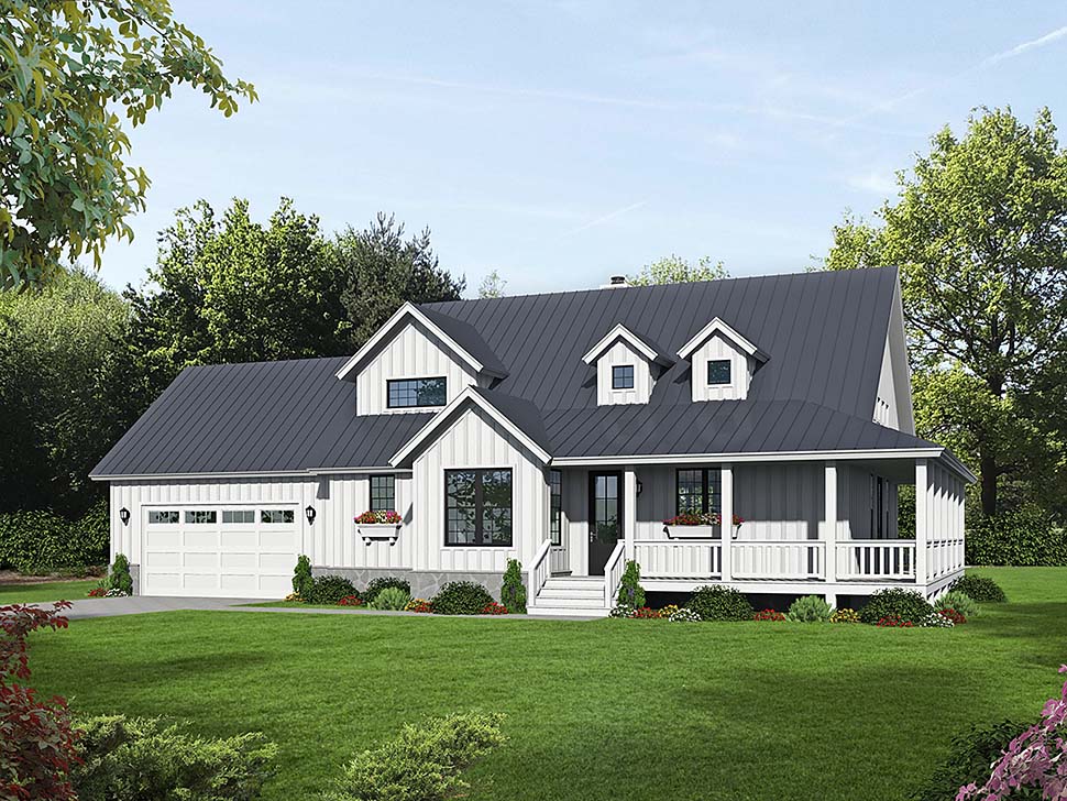 Country, Farmhouse, Traditional Plan with 2123 Sq. Ft., 3 Bedrooms, 4 Bathrooms, 2 Car Garage Elevation