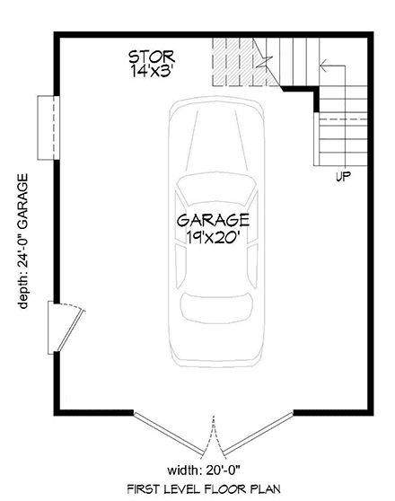 Garage Plan 40818 - 1 Car Garage First Level Plan