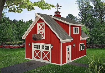 Country Farmhouse Saltbox Elevation of Plan 40818