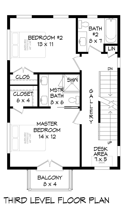 House Plan 40821 Second Level Plan