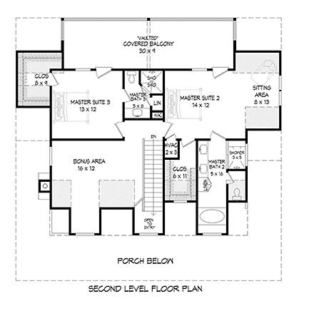 House Plan 40822 Second Level Plan