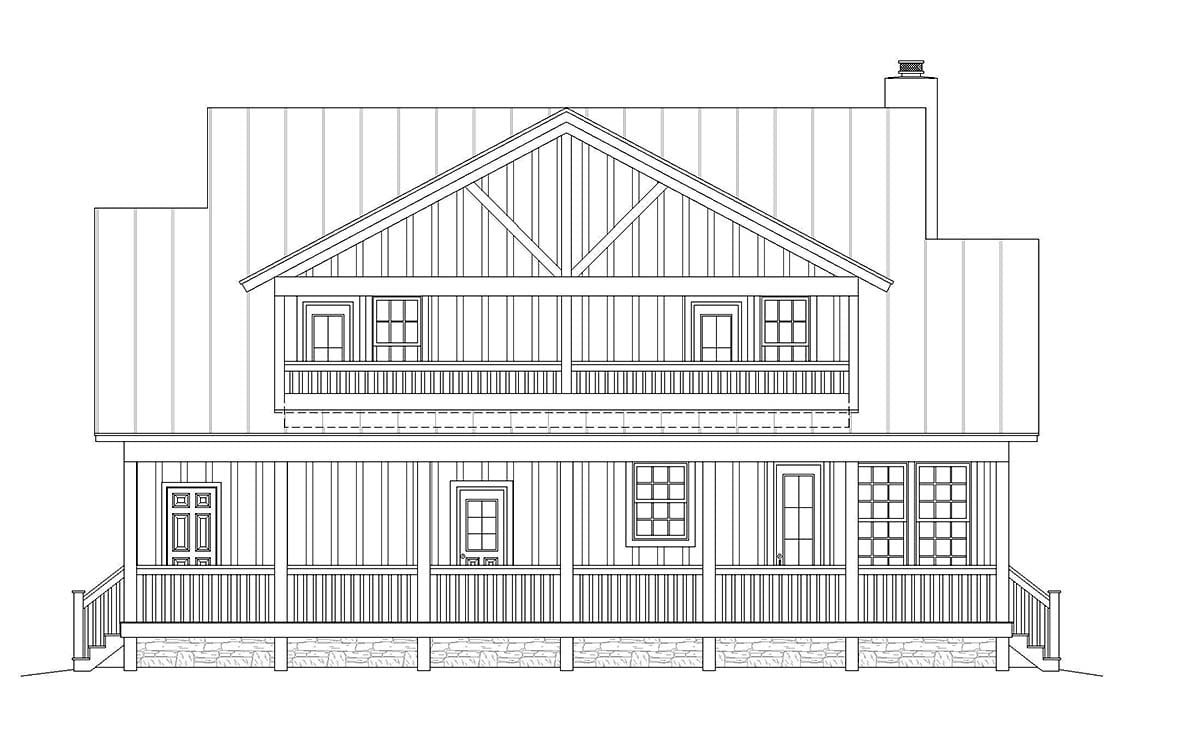 Country Farmhouse Traditional Rear Elevation of Plan 40822