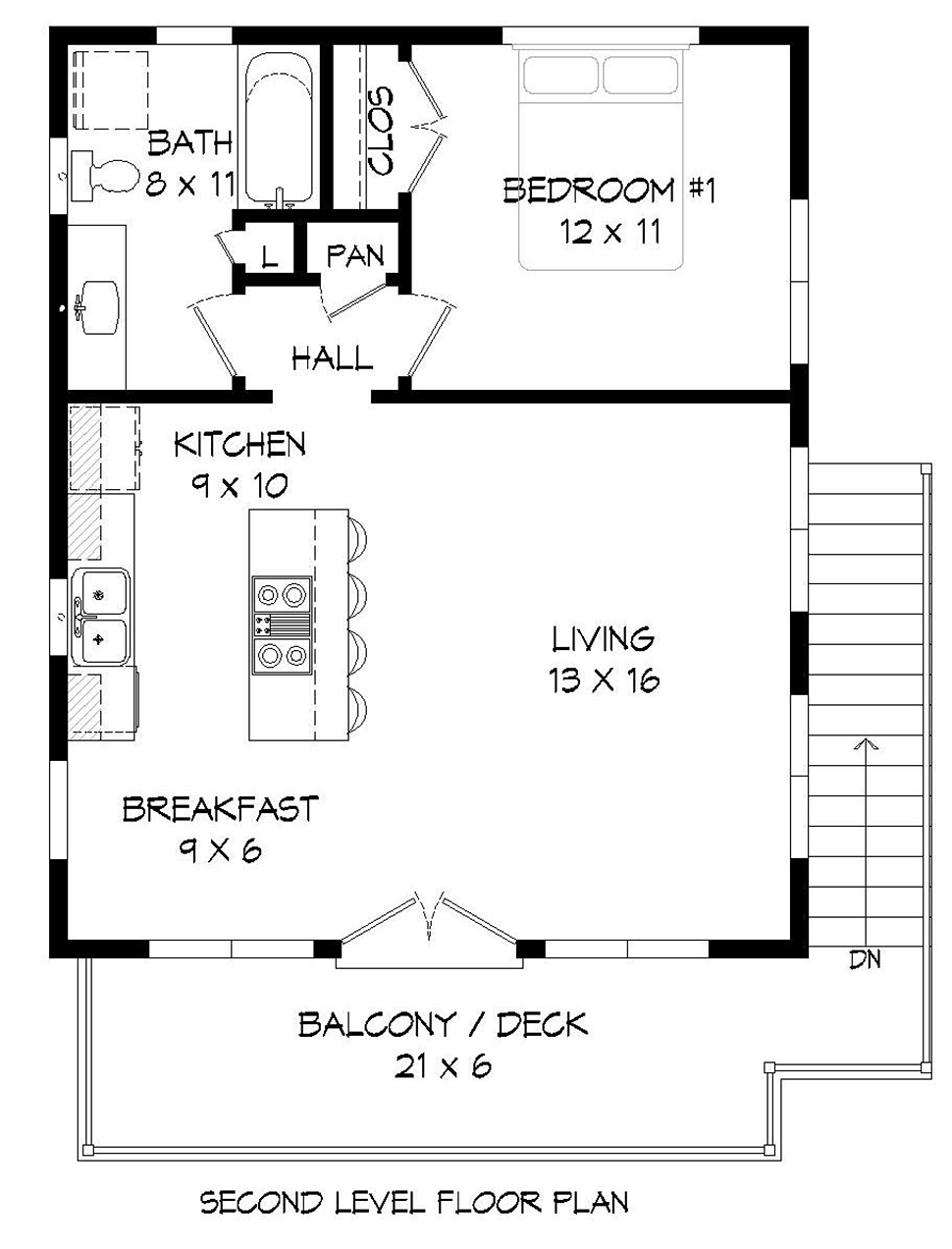 Garage Plan 40823 2 Car Garage Apartment Modern Style