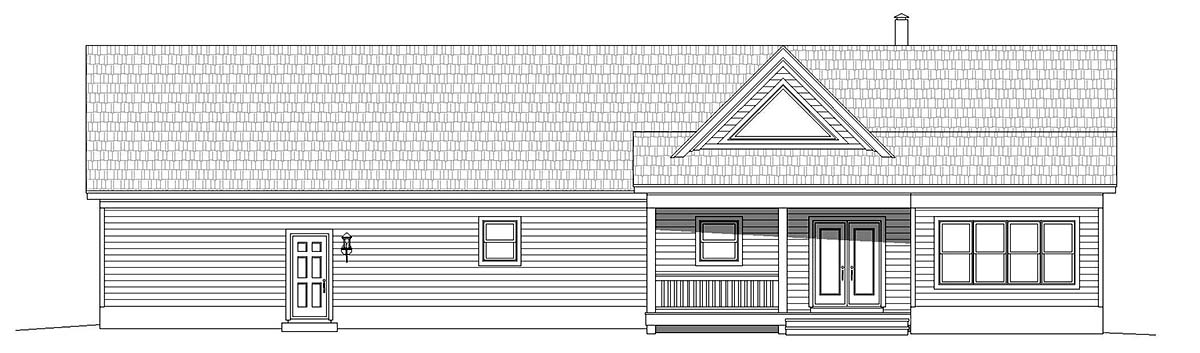 Country Ranch Rear Elevation of Plan 40824