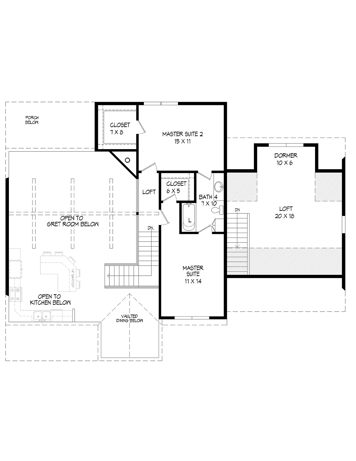 Country Farmhouse Traditional Level Two of Plan 40825