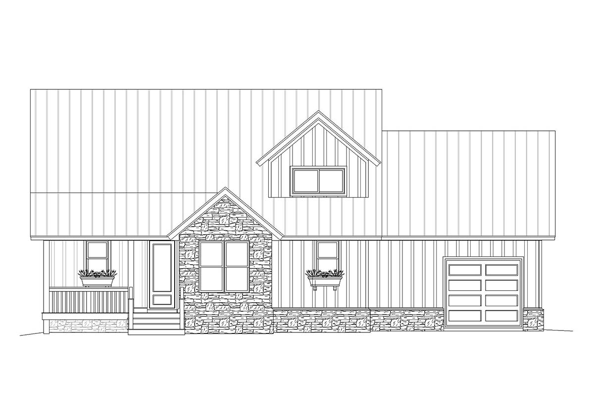 Country Farmhouse Traditional Rear Elevation of Plan 40825