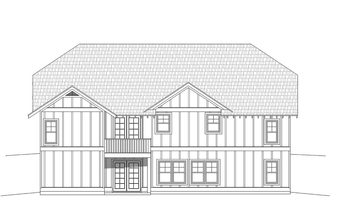 Cottage Craftsman Ranch Rear Elevation of Plan 40827