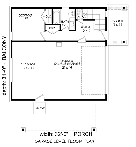 Contemporary, Modern House Plan 40838 with 3 Beds, 2 Baths, 2 Car Garage First Level Plan