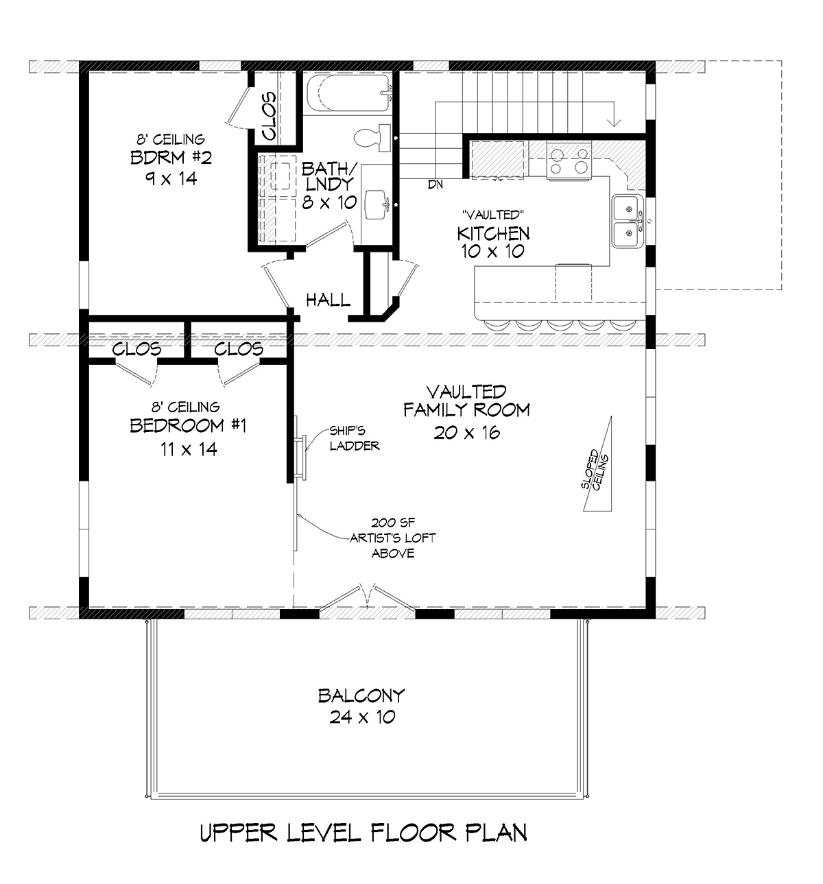 Garage-Living Plan 40838 Level Two
