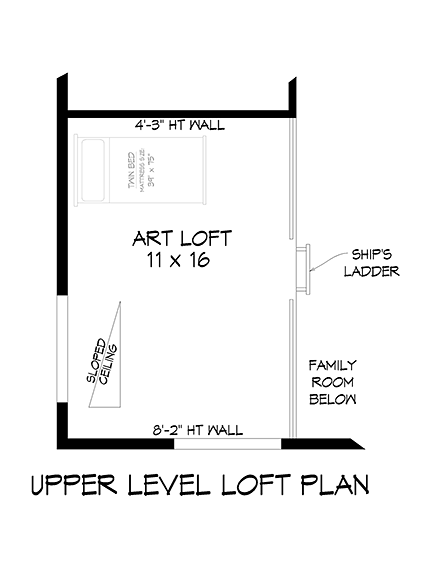 Contemporary, Modern House Plan 40838 with 3 Beds, 2 Baths, 2 Car Garage Third Level Plan