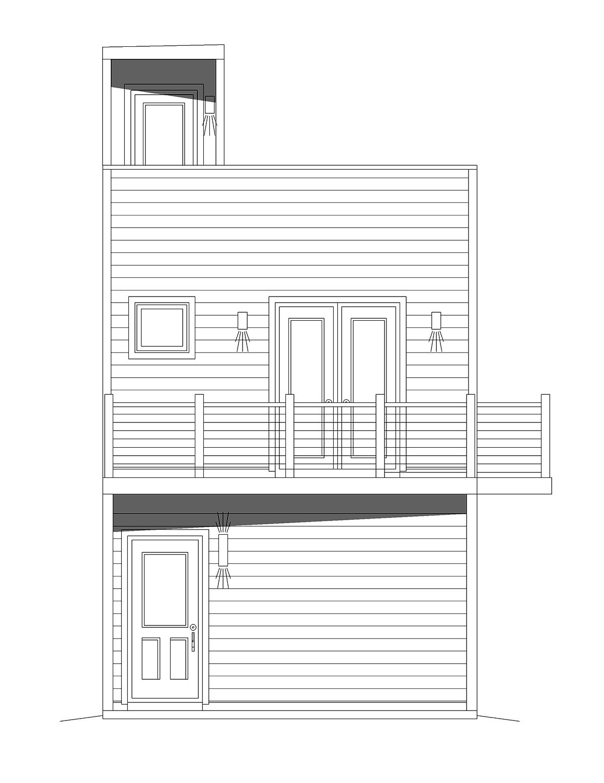 Contemporary Modern Narrow Lot Rear Elevation of Plan 40839