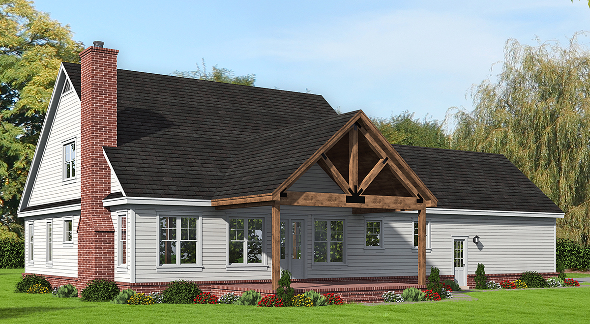 Country Plan with 2400 Sq. Ft., 3 Bedrooms, 2 Bathrooms, 2 Car Garage Rear Elevation