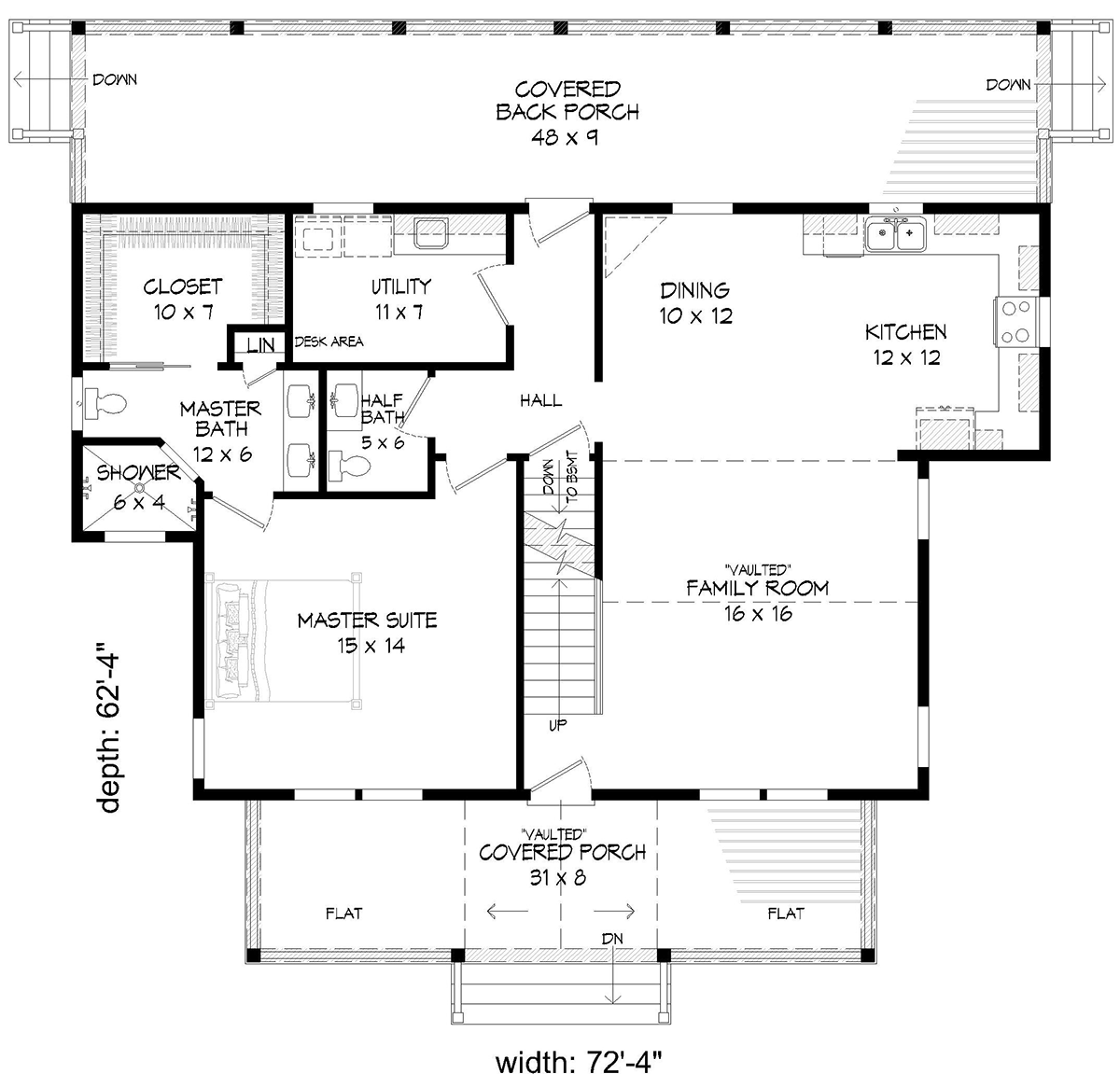 Bungalow Cabin Cottage Country Level One of Plan 40846