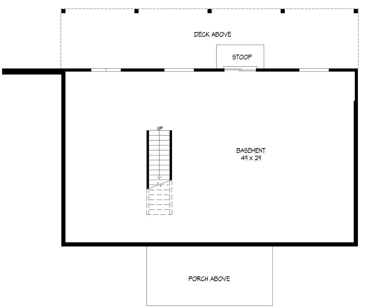 Bungalow Cabin Cottage Lower Level of Plan 40848