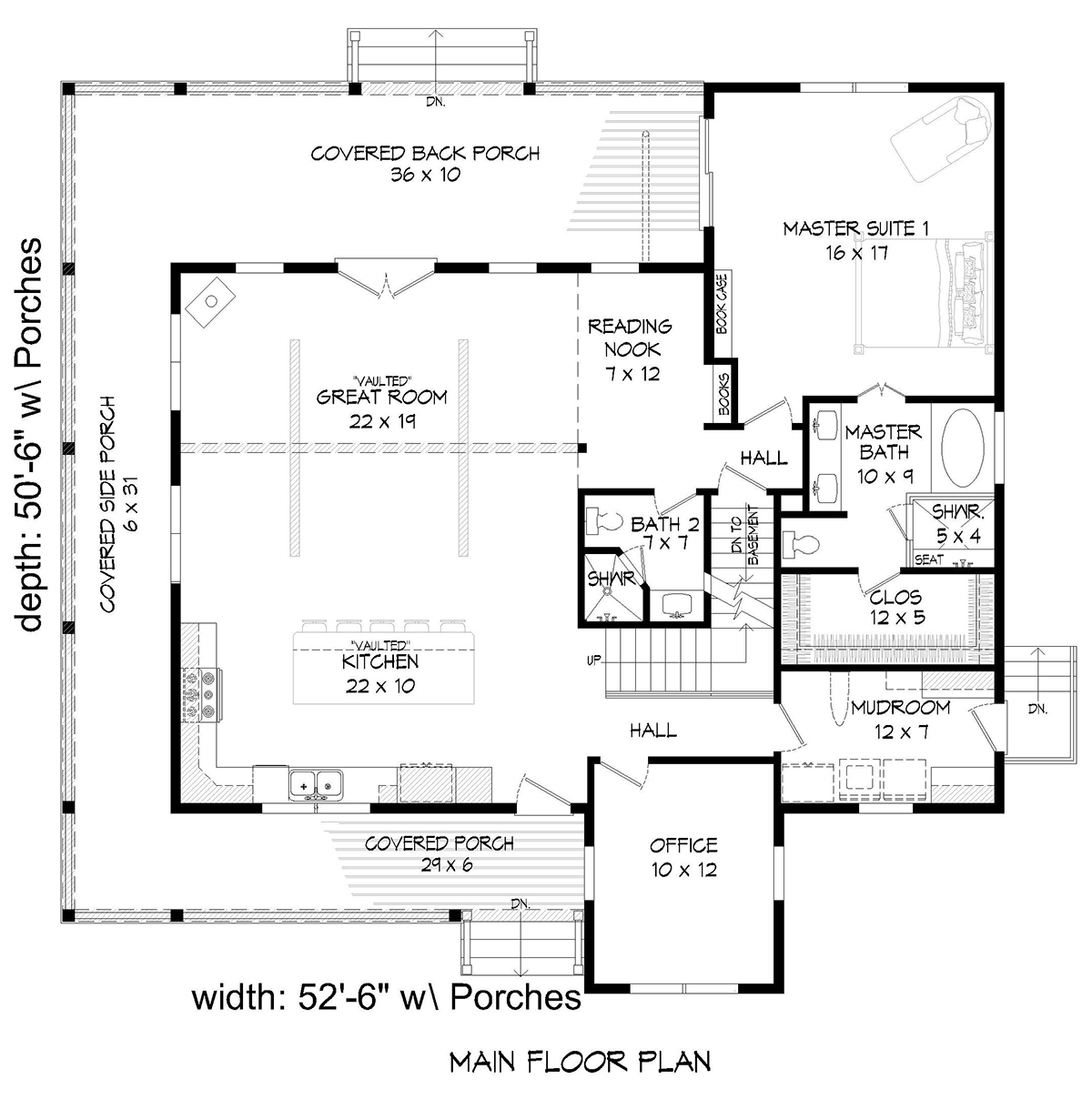 Country Farmhouse Southern Level One of Plan 40849