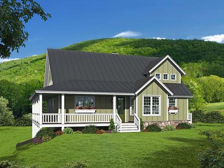 Country Farmhouse Southern Elevation of Plan 40849