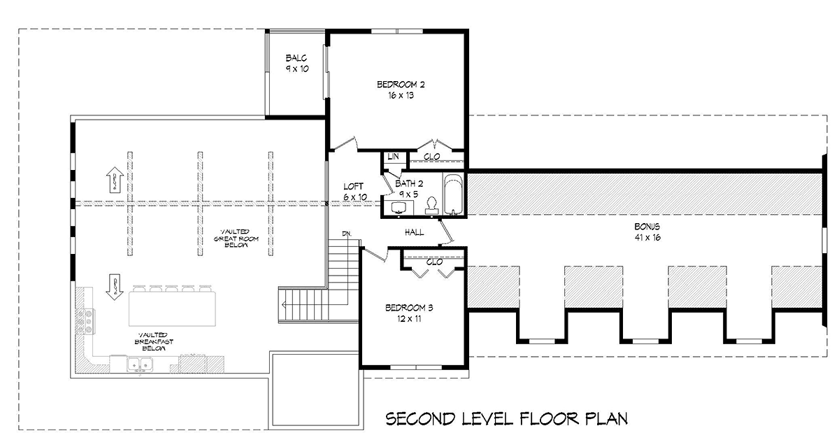 Country Craftsman Farmhouse Level Two of Plan 40850