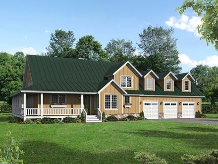 Country Craftsman Farmhouse Elevation of Plan 40850