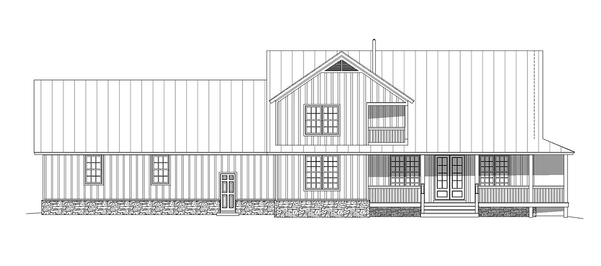 Country Craftsman Farmhouse Rear Elevation of Plan 40850