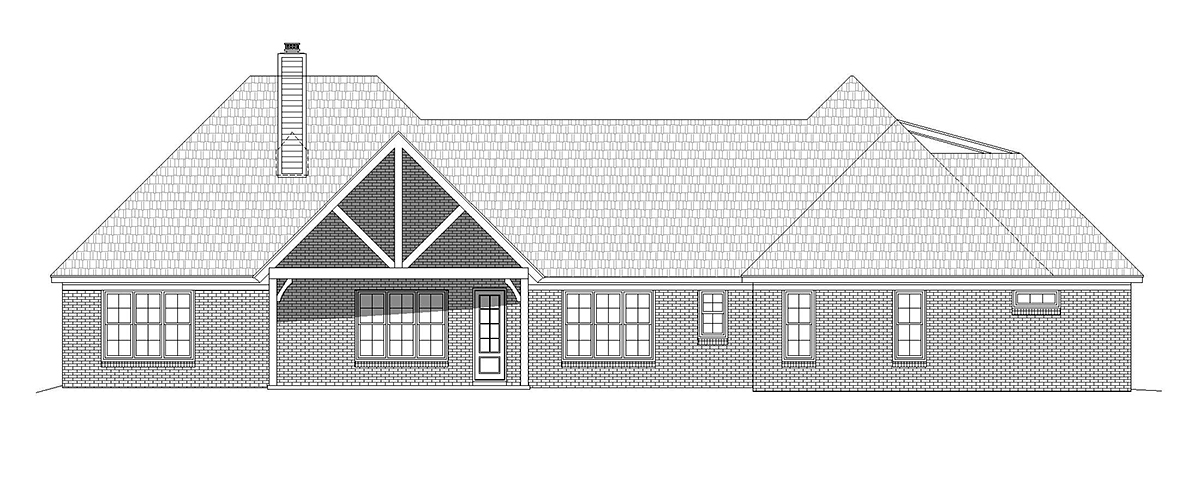 European French Country Ranch Rear Elevation of Plan 40853